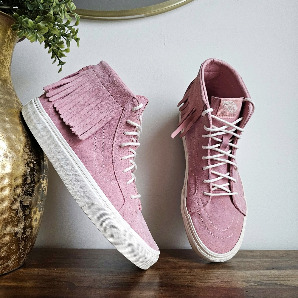 Vans Sk-8 Hi Moc Blossom Genuine Suede Pink High-Top Sneakers Men 8, Women 9.5